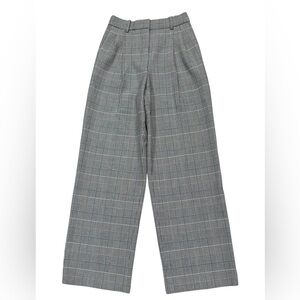 Babaton Atelier Sz 4 Pants pleated Trousers Beige plaid Academia Classic Preppy